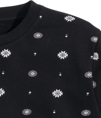 H&M Sweatshirt with Printed Design - Black - Men
