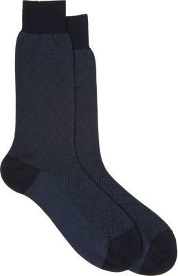 Barneys New York Diamond-Pattern Mid-Calf Socks