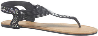 Wet Seal Strappy & Rhinestone T-Strap Sandals