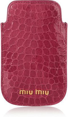 Miu Miu Croc-effect glossed-leather iPhone 4 sleeve