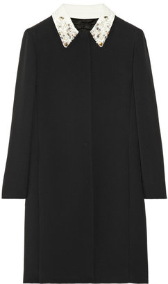 Miu Miu Embellished-collar crepe coat