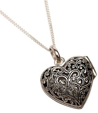 Vicenza Silver and black heart locket necklace