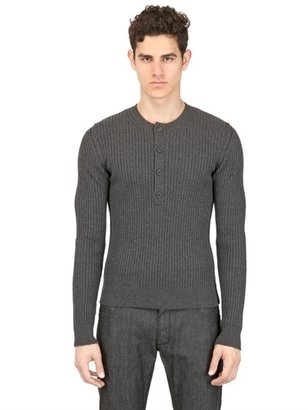 Dolce & Gabbana Ribbed Merino Wool Henley Sweater