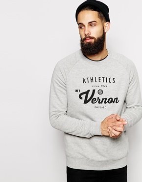 ASOS Sweatshirt With Athletics Print - Gray marl