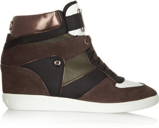 MICHAEL Michael Kors Nikko suede, leather and shell high-top sneakers
