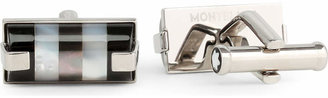 Montblanc Square steel and mother of pearl cufflinks