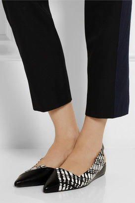 Roland Mouret Printed leather wedge pumps