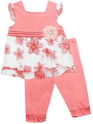 Baby Essentials Baby Girls' 2-Piece Floral Top & Capri Pants Set