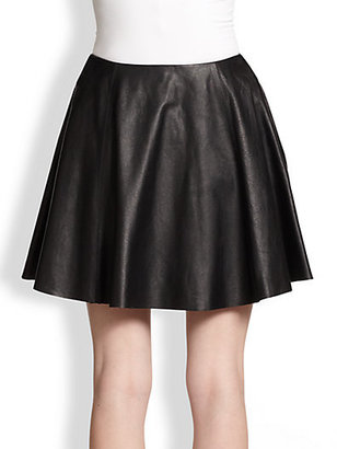 Theory Merlock Pleated Leather Skirt