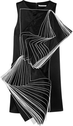 Christopher Kane Layered silk organza-paneled satin mini dress