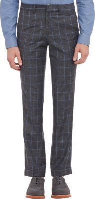 Barneys New York Glen Plaid Cuffed Trousers