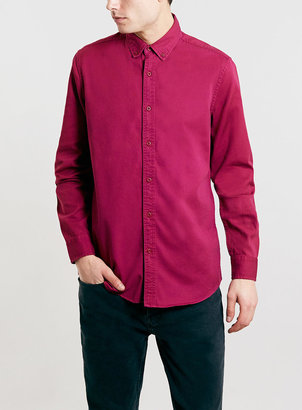 Pink Twill Washed Bright Long Sleeve Shirt