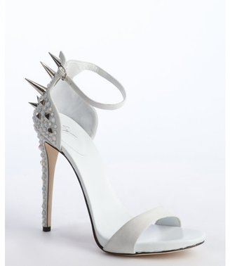Giuseppe Zanotti white suede crystal and spike studded sandals