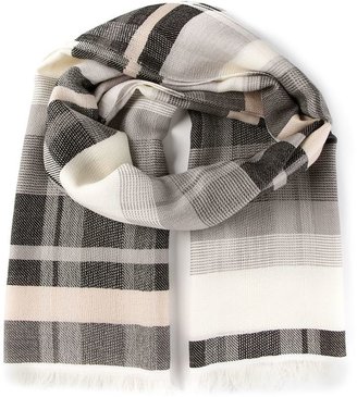 Canali checked fringed scarf