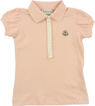 Moncler Girls Pink Polo Top With Ivory Placket