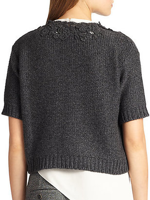 Brunello Cucinelli Lace-Trimmed Cashmere Sweater