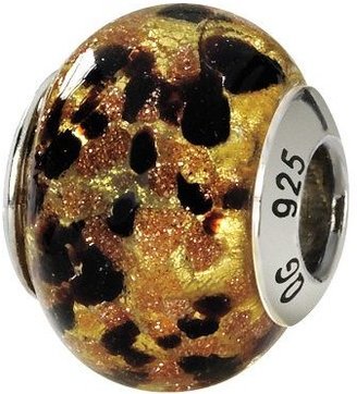 Prerogatives Sterling Gold & Black Italian Murano Glass Bead