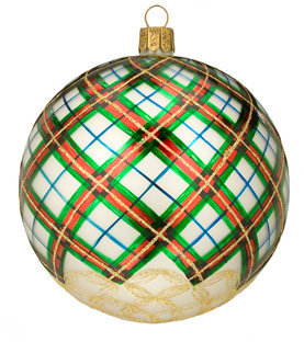 Waterford Swirl Plaid Ball Ornament