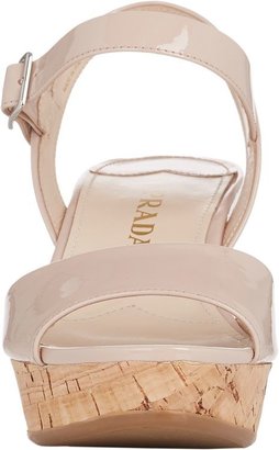 Prada Patent Ankle-Strap Wedge Sandals-Nude