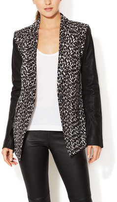Plenty by Tracy Reese Cut Away Blazer with Leather Sleeves