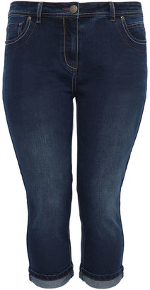 Yours Clothing Indigo Crop Jeans With Stitch And Fading Detail