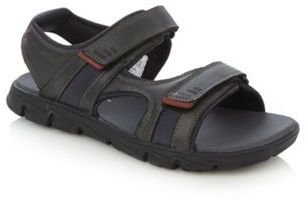 Cobb Hill Rockport Black leather double rip tape strap sandals