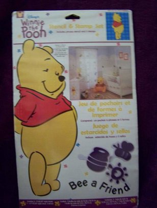 Disney Winnie the Pooh Bee a Friend Stencil & Stamp Set for Nursery Child Room Decor Walls Furniture