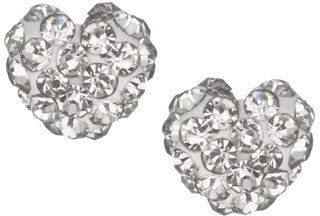 Accessorize Sterling Silver 3D Pave Heart Stud Earrings