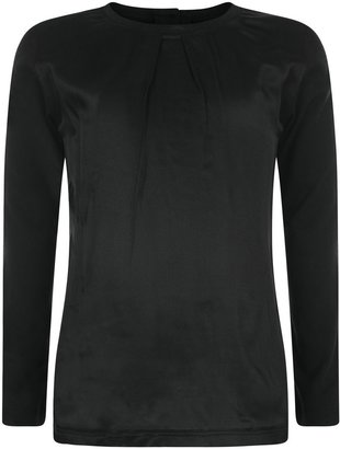 Burberry Girls Black Cotton & Satin Top With Check Piping