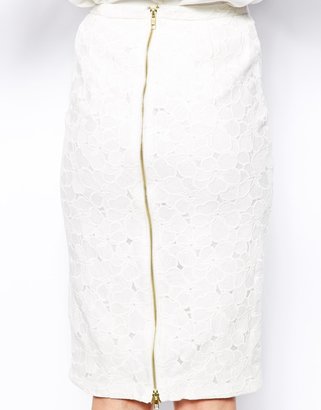 Warehouse Lace Pencil Skirt