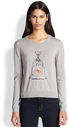 Markus Lupfer Sequined Fish-in-a-Bag Wool Sweater