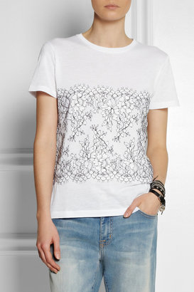 Christopher Kane Lace-appliquéd cotton and cashmere-blend T-shirt