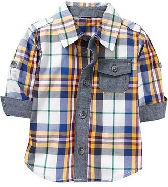 Old Navy Plaid Roll-Sleeve Shirts for Baby