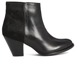 Dune Paz Leather Ankle Boots - Black leather/pony
