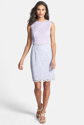 Maggy London Belted Lace Sheath Dress
