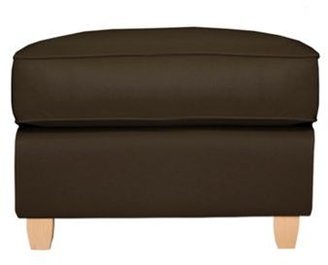 Debenhams Brown leather 'Dante' footstool with light wood feet
