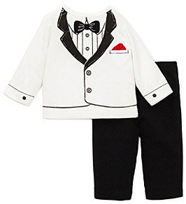 Little Me Baby Boys' White Tuxedo Pants Set