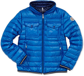 Moncler Clovis Hooded Quilted Jacket, Navy, Sizes 8-10