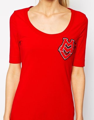 Love Moschino T-Shirt Dress with Fuzzy Motif Badge