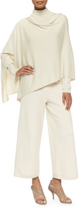 Joan Vass Silk/Cashmere Poncho, Silk-Cashmere Long-Sleeve Turtleneck & Silk-Cashmere Wide-Leg Pants, Women's