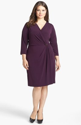 Calvin Klein Jersey Faux Wrap Dress (Plus Size)