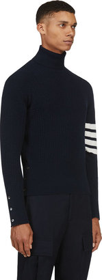 Thom Browne Navy Cashmere Cableknit Turtleneck