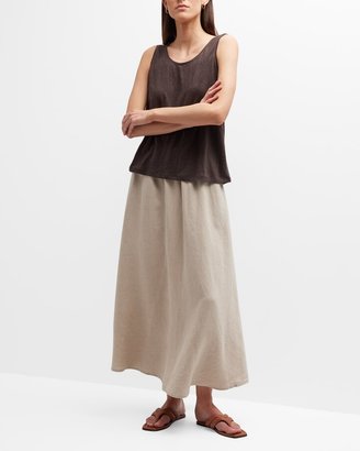 Eileen Fisher Gathered A-Line Organic Linen Midi Skirt