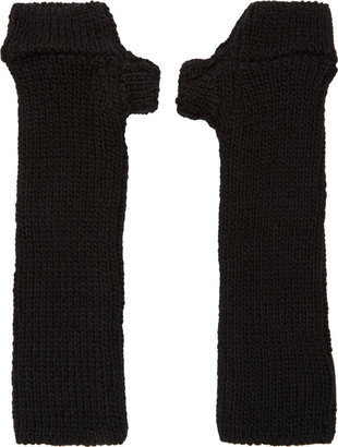Julius Black Wool Knit Cut-Off Gloves