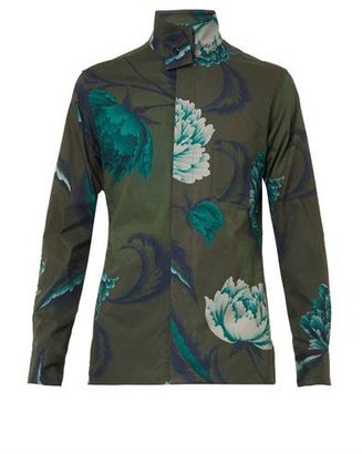 Yohji Yamamoto Floral-print stand-collar shirt