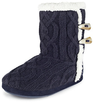 Marks and Spencer M&s Collection Toggle Knit Boot Slippers