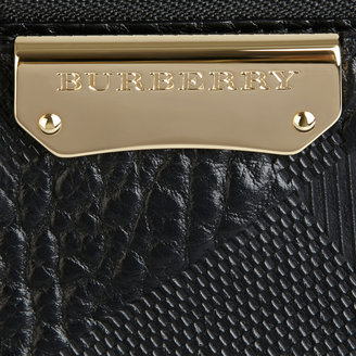 Burberry Small Embossed Check Leather Clutch Bag, Black