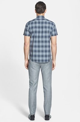 Theory 'Zack PS.S.Natuna' Modern Fit Short Sleeve Plaid Sport Shirt