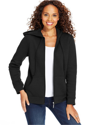 Karen Scott Sport Zip-Front Fleece Hooded Jacket