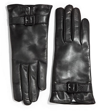 Saks Fifth Avenue Leather Buckle Gloves
